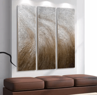 Gold Waves Textured Metallic Hand Painted Wall Art by Martin Edwards - Home Décor & Things Are Us