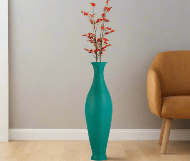 Green Modern Decorative Bamboo Floor Flower Vase for Living Room, Entryway or Dining - Home Décor & Things Are Us