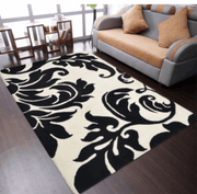 Hand Tufted Wool Floral Rectangle Area Rug, Cream & Black - Home Décor & Things Are Us