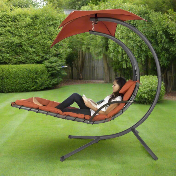 Hanging Chaise Lounge Chair Arc Stand Air Porch Swing Hammock Chair - Home Décor & Things Are Us