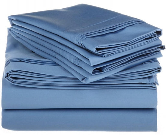 Egyptian Cotton 1000 Thread Count Solid Sheet Set King-Medium Blue - Home Décor & Things Are Us