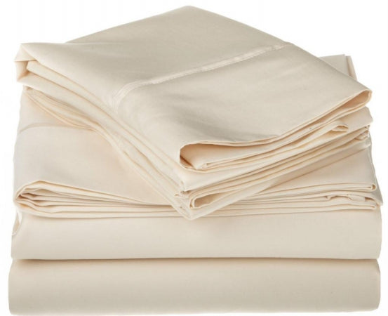 Egyptian Cotton 1500 Thread Count Solid Sheet Set Queen-Ivory - Home Decor & Things Are Us