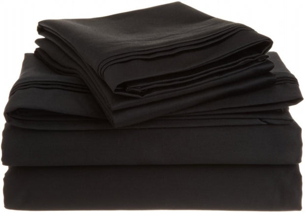 Egyptian Cotton 1500 Thread Count Solid Sheet Set King-Black