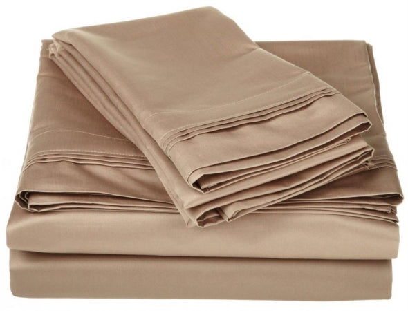Egyptian Cotton 1500 Thread Count Solid Sheet Set Queen-Taupe - Home Decor & Things Are Us