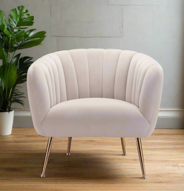 Ivory And Gold Fabric Tufted Club Chair - Home Décor & Things Are Us