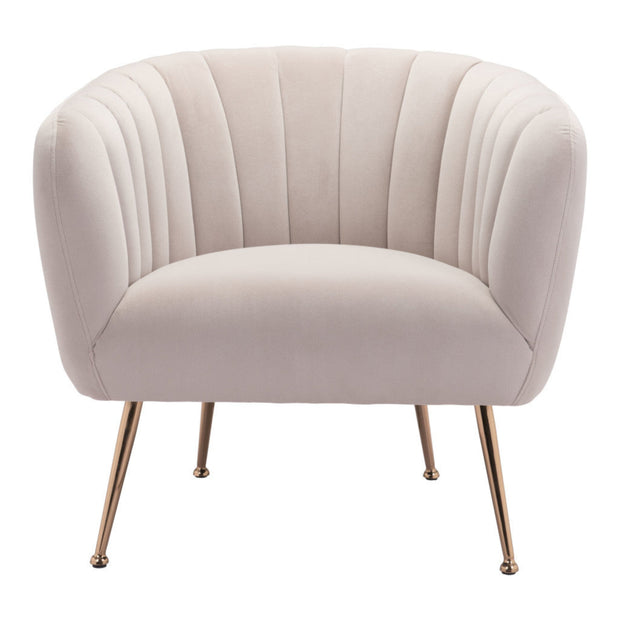 Ivory And Gold Fabric Tufted Club Chair - Home Décor & Things Are Us