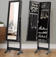 Jewelry Cabinet with Mirror Free Standing - Black - Home Décor & Things Are Us