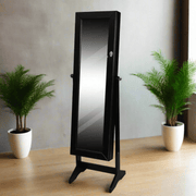 Jewelry Cabinet with Mirror Free Standing - Black - Home Décor & Things Are Us