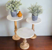 Kalalou Wooden Display Stands with White Marble Tops - Set of 3 - Home Décor & Things Are Us