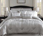 King 7 Piece Comforter Set With Crinkle Texture, Silver - Home Décor & Things Are Us