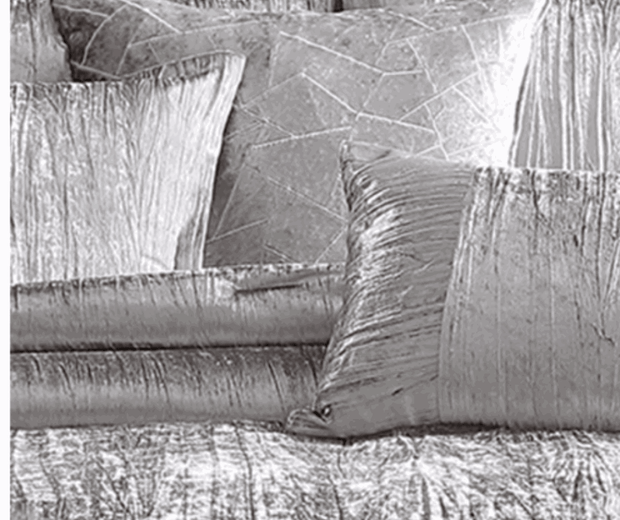 King 7 Piece Comforter Set With Crinkle Texture, Silver - Home Décor & Things Are Us