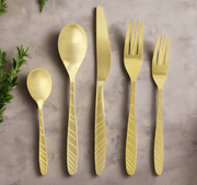 La Vague Silverware Flatware Utensil Set, Matte Gold - 20 Piece - Home Décor & Things Are Us