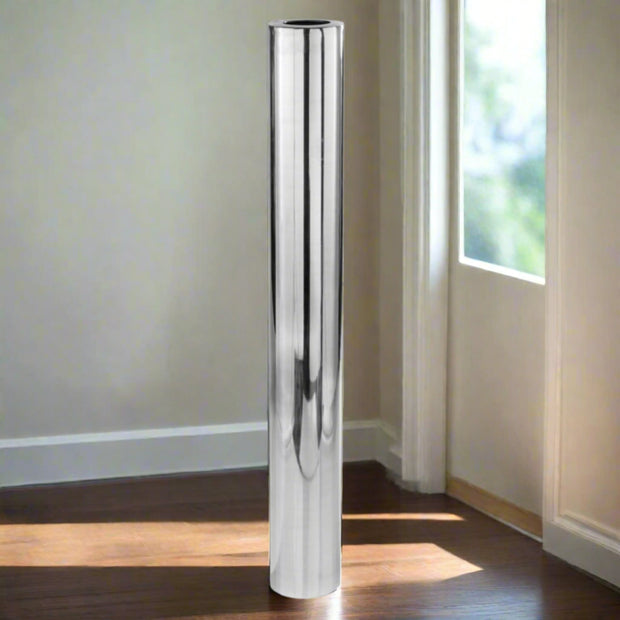 Lander 56" Silver Aluminum Cylinder Table Vase - Home Décor & Things Are Us