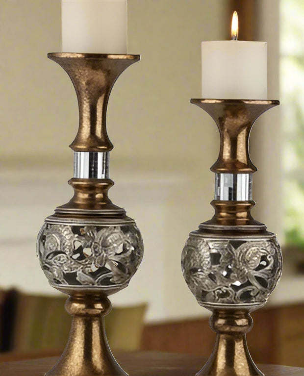 Langi Candleholder Silver & Gold - Set of 2 - Home Décor & Things Are Us