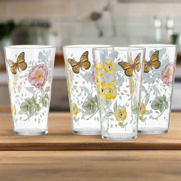 Lenox Butterfly Meadow Dinnerware Acrylic Highball Glass Set 24 oz - 4 Piece - Home Décor & Things Are Us