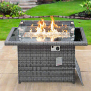 Mace Wicker Patio Modern Propane Fire Pit Table, Grey - Home Décor & Things Are Us