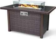 Mace Wicker - Woven Gas Fire Pit Table, Brown - Home Décor & Things Are Us