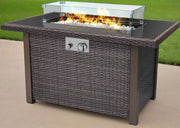 Mace Wicker - Woven Gas Fire Pit Table, Brown - Home Décor & Things Are Us