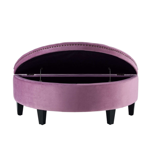 Mauve Velvet And Black Tufted Half Circle Storage - Home Décor & Things Are Us