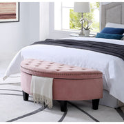 Mauve Velvet And Black Tufted Half Circle Storage - Home Décor & Things Are Us