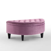 Mauve Velvet And Black Tufted Half Circle Storage - Home Décor & Things Are Us