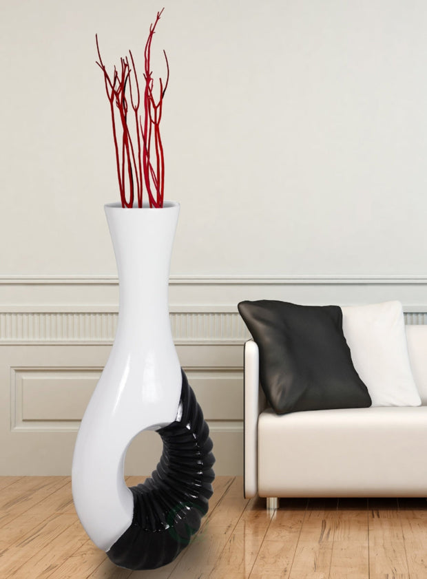 Modern Black and White Large Floor Vase - 43 Inch Tall - Home Décor & Things Are Us