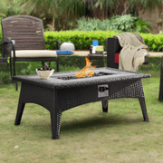 Modway Splendor Wicker Rattan Rectangular Propane Gas Fire Pit Table - Home Décor & Things Are Us