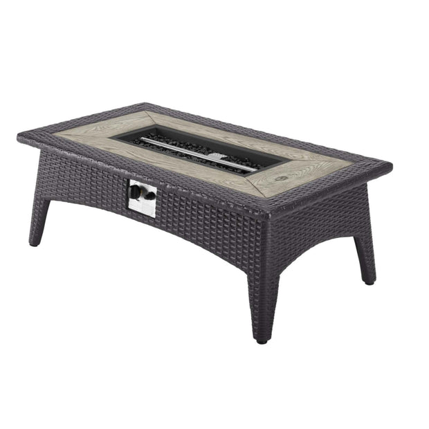 Modway Splendor Wicker Rattan Rectangular Propane Gas Fire Pit Table - Home Décor & Things Are Us