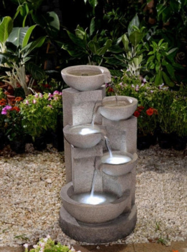 Multi - tier Bowls Water Fountain with Led Light - Home Décor & Things Are Us