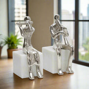 Musicians On Marble Base Silver - Set of 2 - Home Décor & Things Are Us