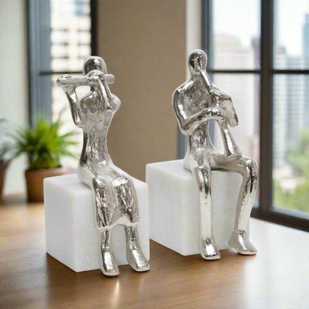 Musicians On Marble Base Silver - Set of 2 - Home Décor & Things Are Us