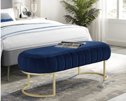 Nicole Miller Orpheus Velvet Bench, Navy & Gold - Home Décor & Things Are Us