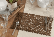 Oblong Table Placemats with Brown Lase Cut Design - Set of 4 - Home Décor & Things Are Us