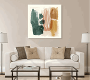 Ochre Echo II Abstract Colorful Frameless Tempered Glass Panel Contemporary Wall Art - Home Décor & Things Are Us