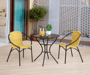 Parven All - Weather Outdoor Bistro Set with 2 Papasan Chairs & Table, Lemon & Black - Home Décor & Things Are Us