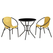 Parven All - Weather Outdoor Bistro Set with 2 Papasan Chairs & Table, Lemon & Black - Home Décor & Things Are Us