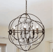 Planetshaker II Antique Bronze and Crystal 6 - light Chandelier - Home Décor & Things Are Us