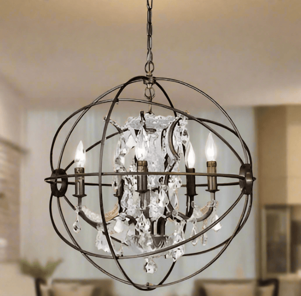 Planetshaker II Antique Bronze and Crystal 6 - light Chandelier - Home Décor & Things Are Us