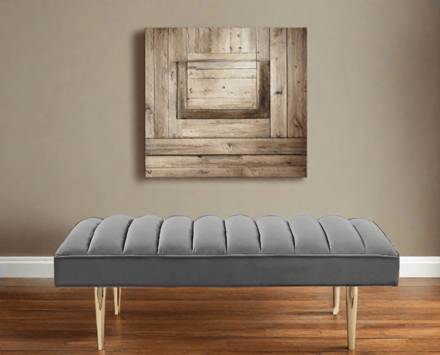 Posh Living Darian Velvet Bench, Light Grey & Gold - Home Décor & Things Are Us