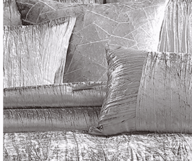 Queen 7 Piece Comforter Set With Crinkle Texture, Silver - Home Décor & Things Are Us