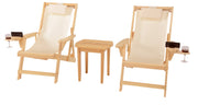 Romantic Collection Canvas Sling Chairs with Cup and Wine Holder and end table - Home Décor & Things Are Us