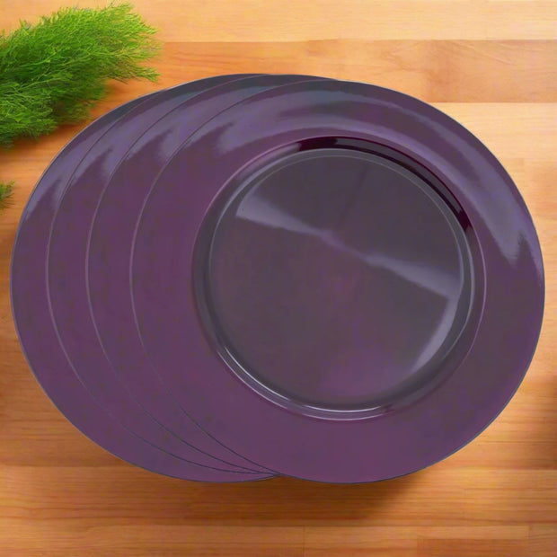 Round Classic Design Charger Plate - Eggplant Set of 4 - Home Décor & Things Are Us