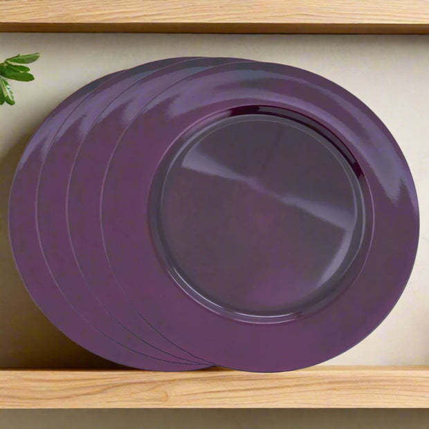 Round Classic Design Charger Plate - Eggplant Set of 4 - Home Décor & Things Are Us