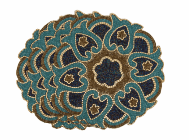 Round Placemats with Beaded Design - Set of 4 - Home Décor & Things Are Us