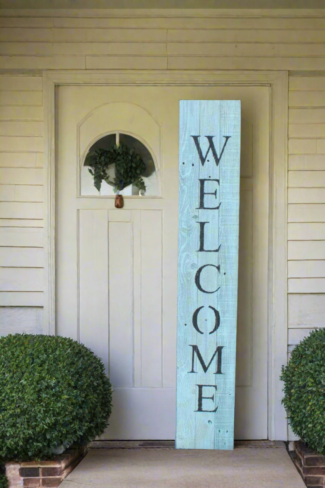 Rustic Light Aqua Blue Front Porch Welcome Sign