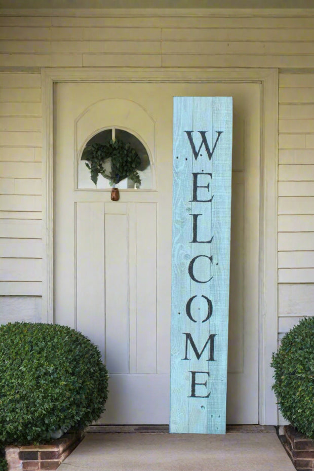 Rustic Light Aqua Blue Front Porch Welcome Sign - Home Décor & Things Are Us