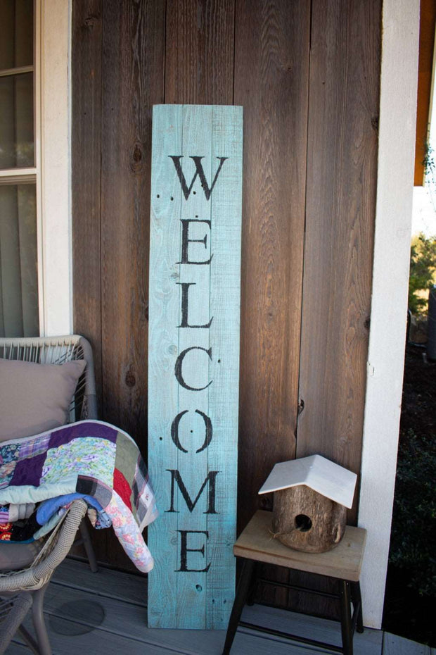 Rustic Light Aqua Blue Front Porch Welcome Sign - Home Décor & Things Are Us