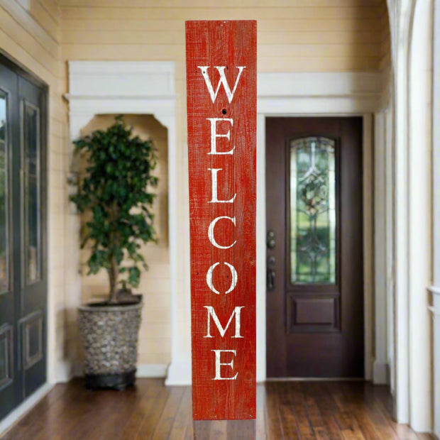 Rustic Red And White Front Porch Welcome Sign - Home Décor & Things Are Us