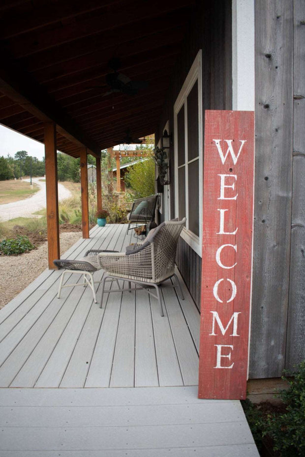 Rustic Red And White Front Porch Welcome Sign - Home Décor & Things Are Us