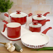 San Jacinto Aluminum Cookware Set - Red Speckled - Set of 9 - Home Décor & Things Are Us